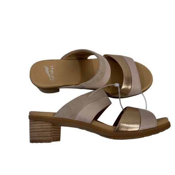 Dansko Theresa Womens Sandals Block Heel Metallic Nude Leather Suede Size 39 - Picture 12 of 12